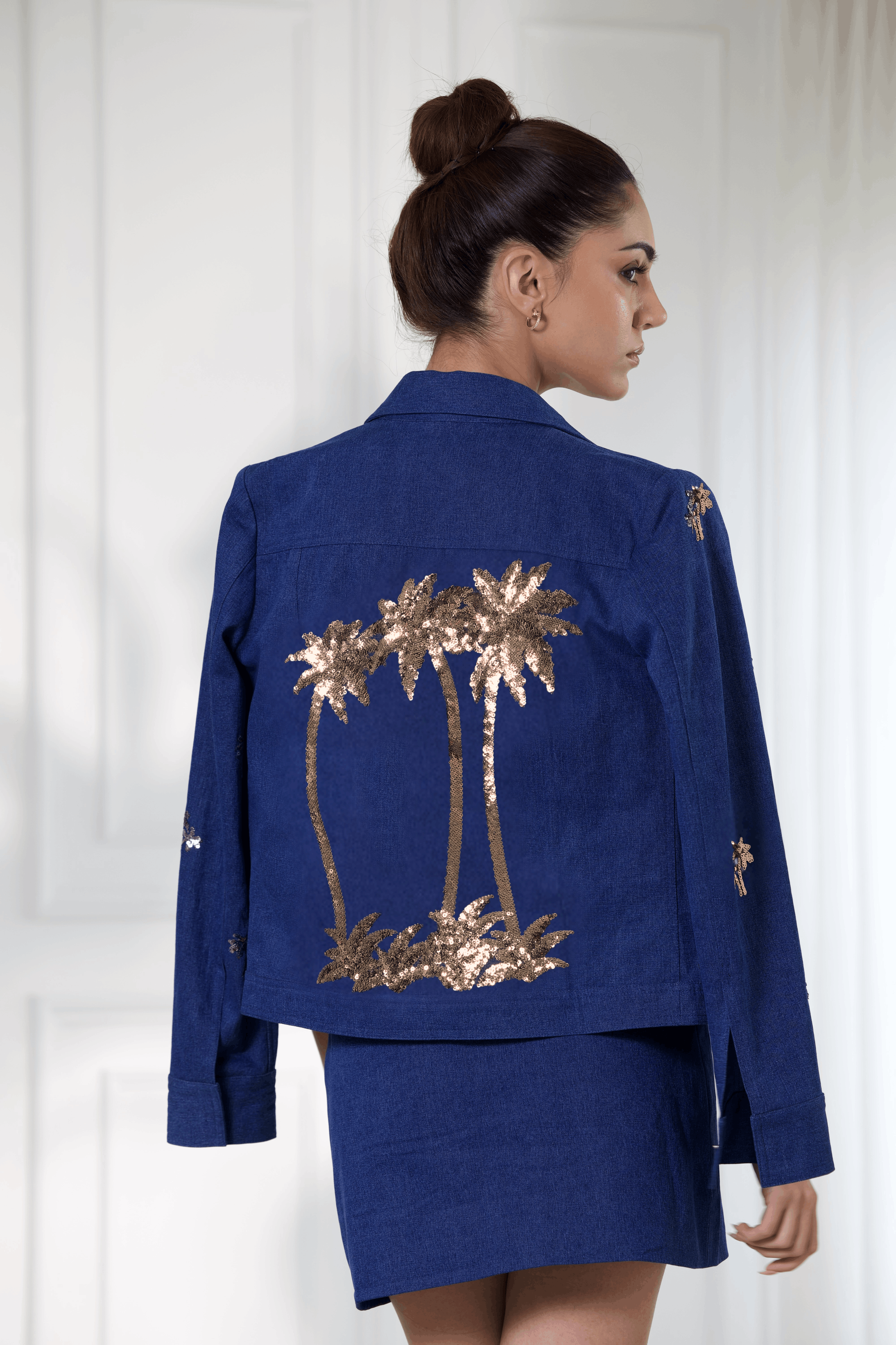 Bombay Denim Jacket in Indigo & Vintage Gold