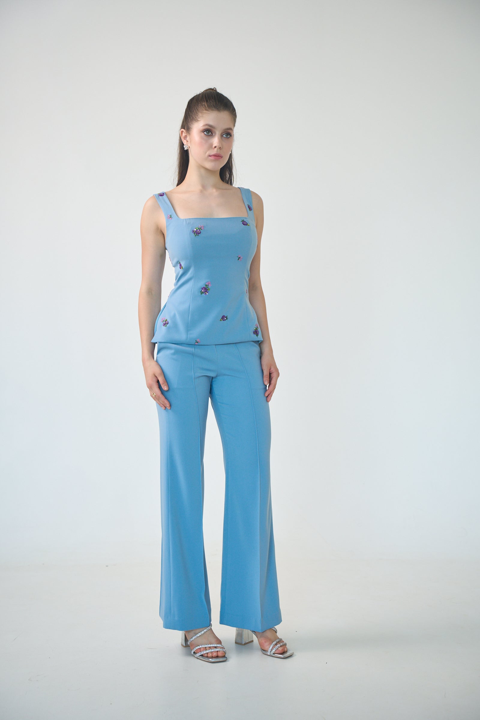 Camelia Bustier with Straps in Cornflower Blue