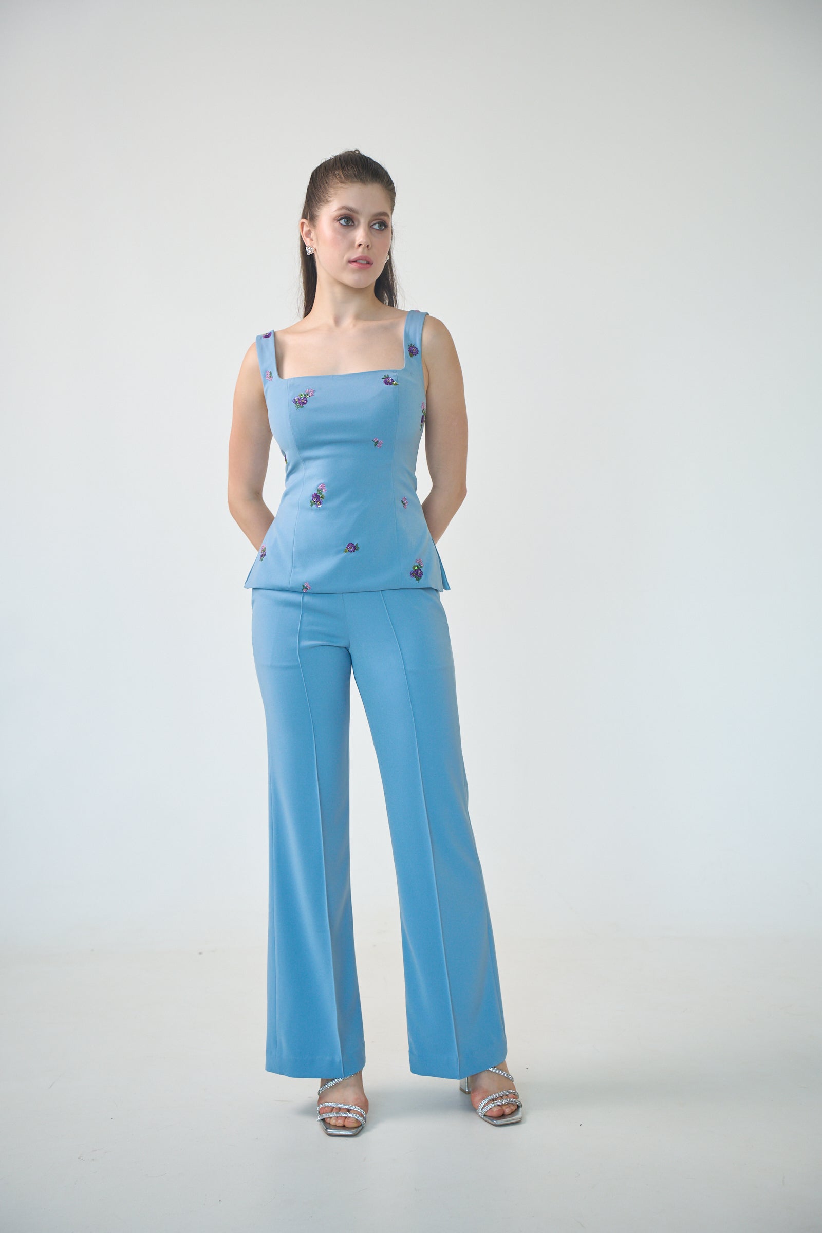 Camelia Bustier with Straps in Cornflower Blue
