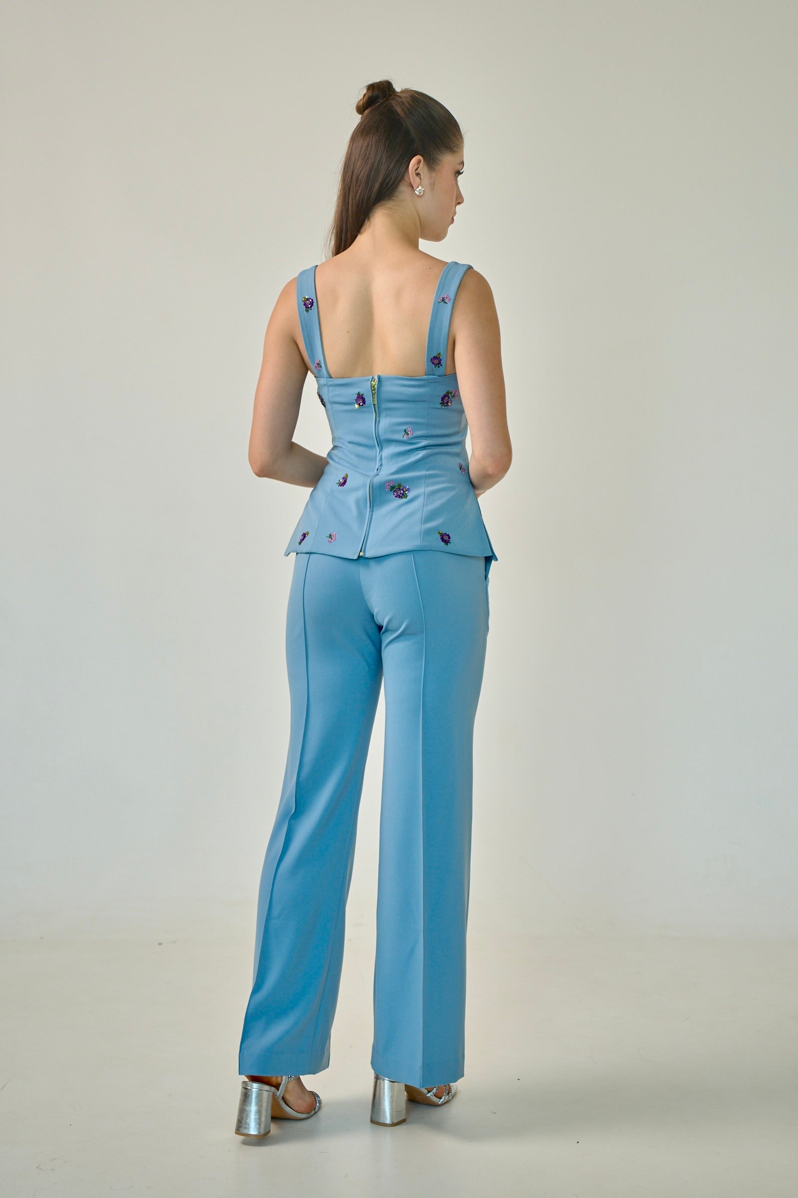 Camelia Bustier with Straps in Cornflower Blue