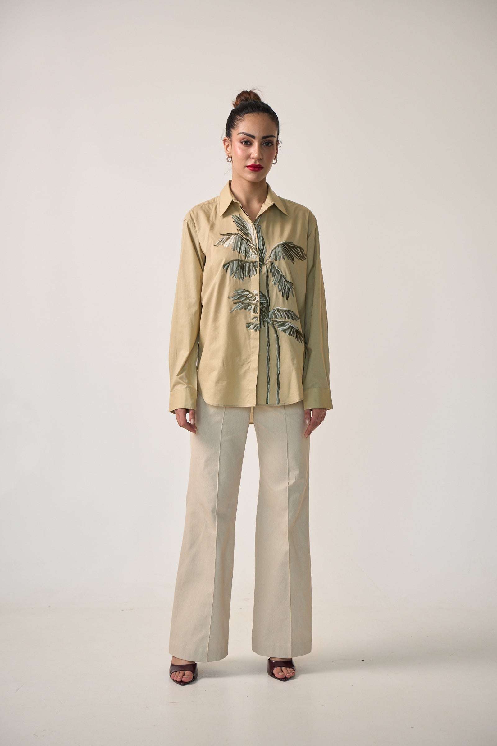 Maldives Palm Shirt in Olive Green