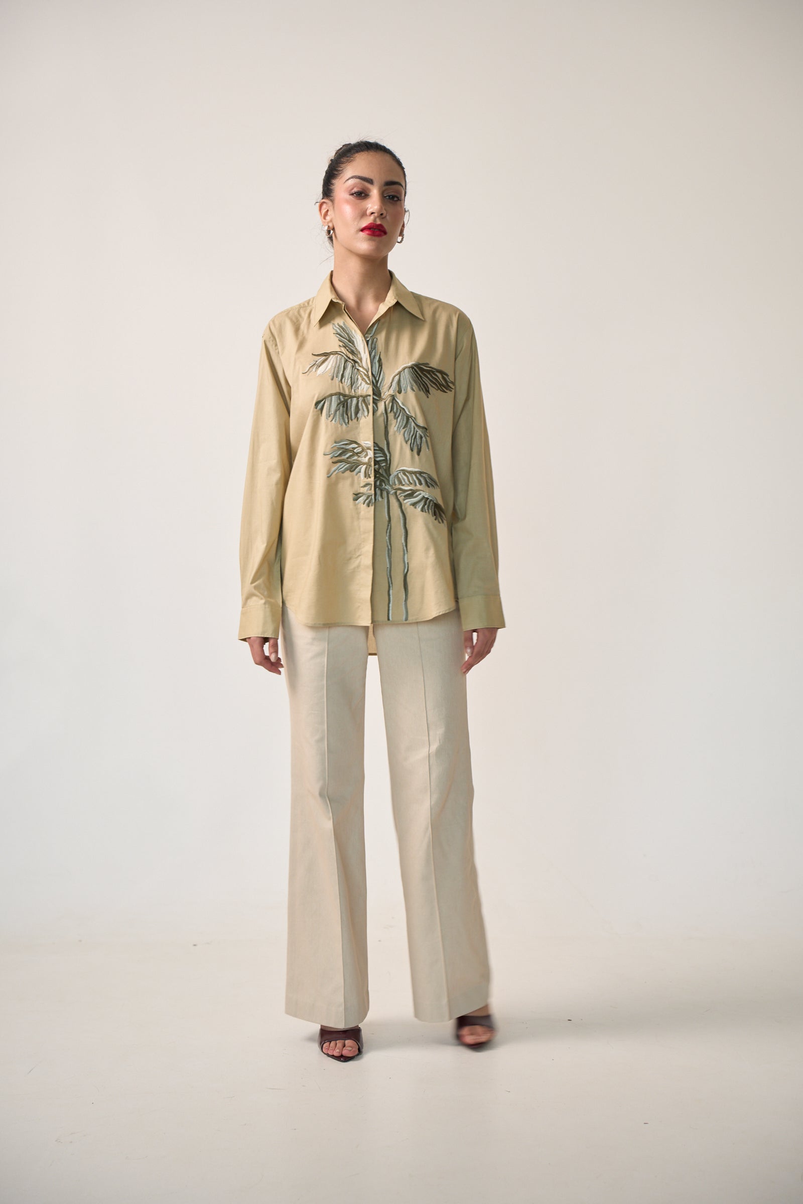 Maldives Palm Shirt in Olive Green