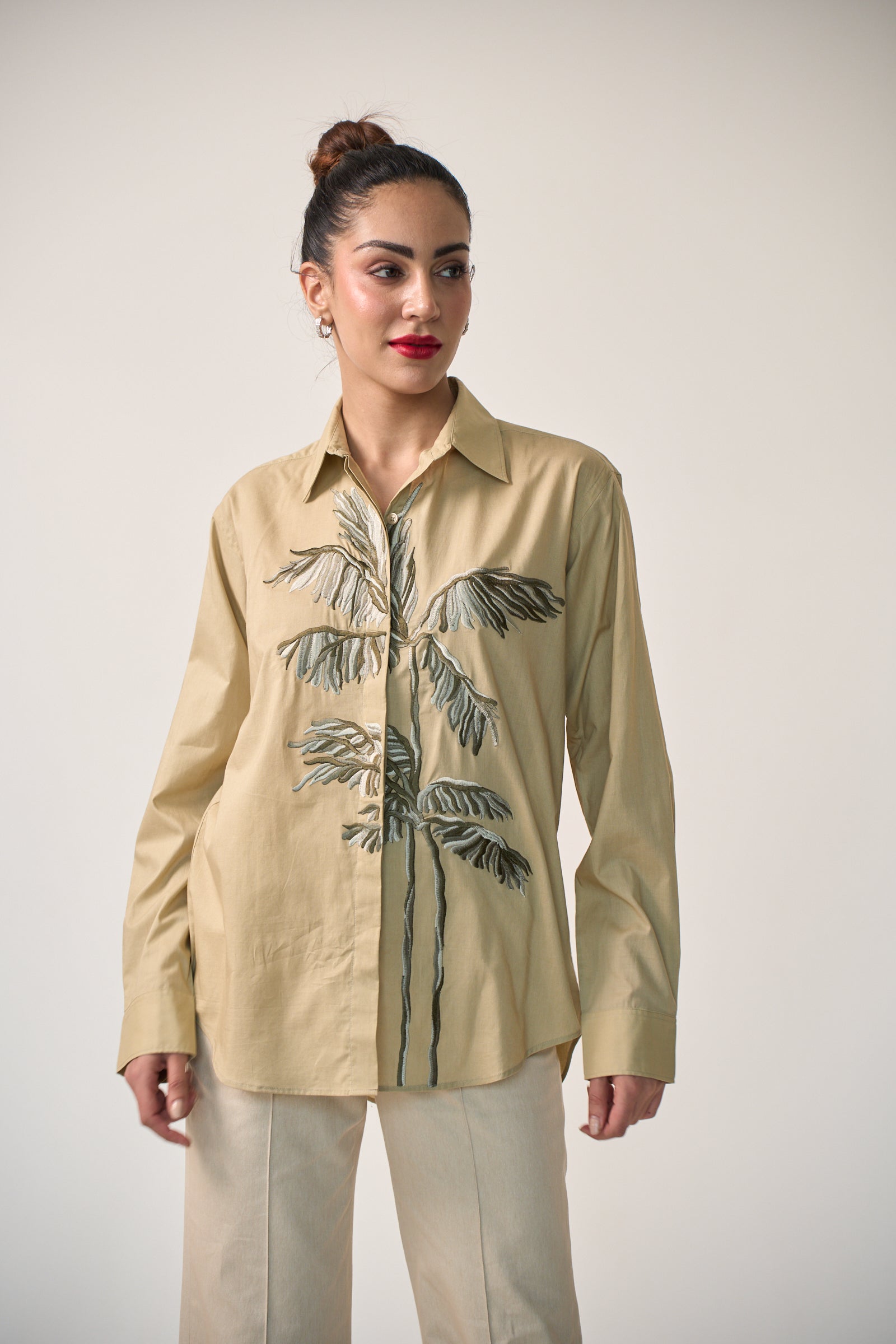 Maldives Palm Shirt in Olive Green