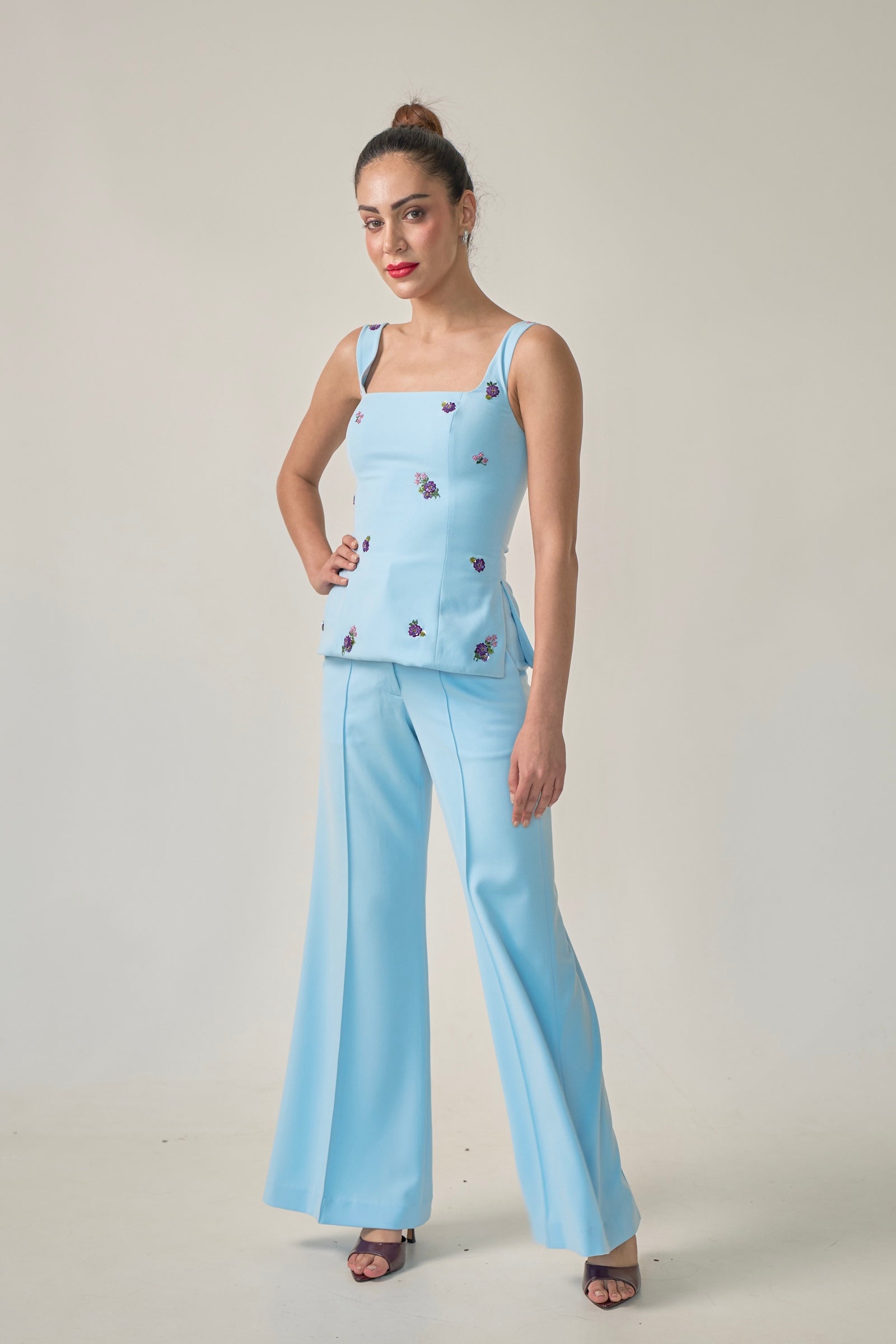 Camelia Bustier with Straps in Azure