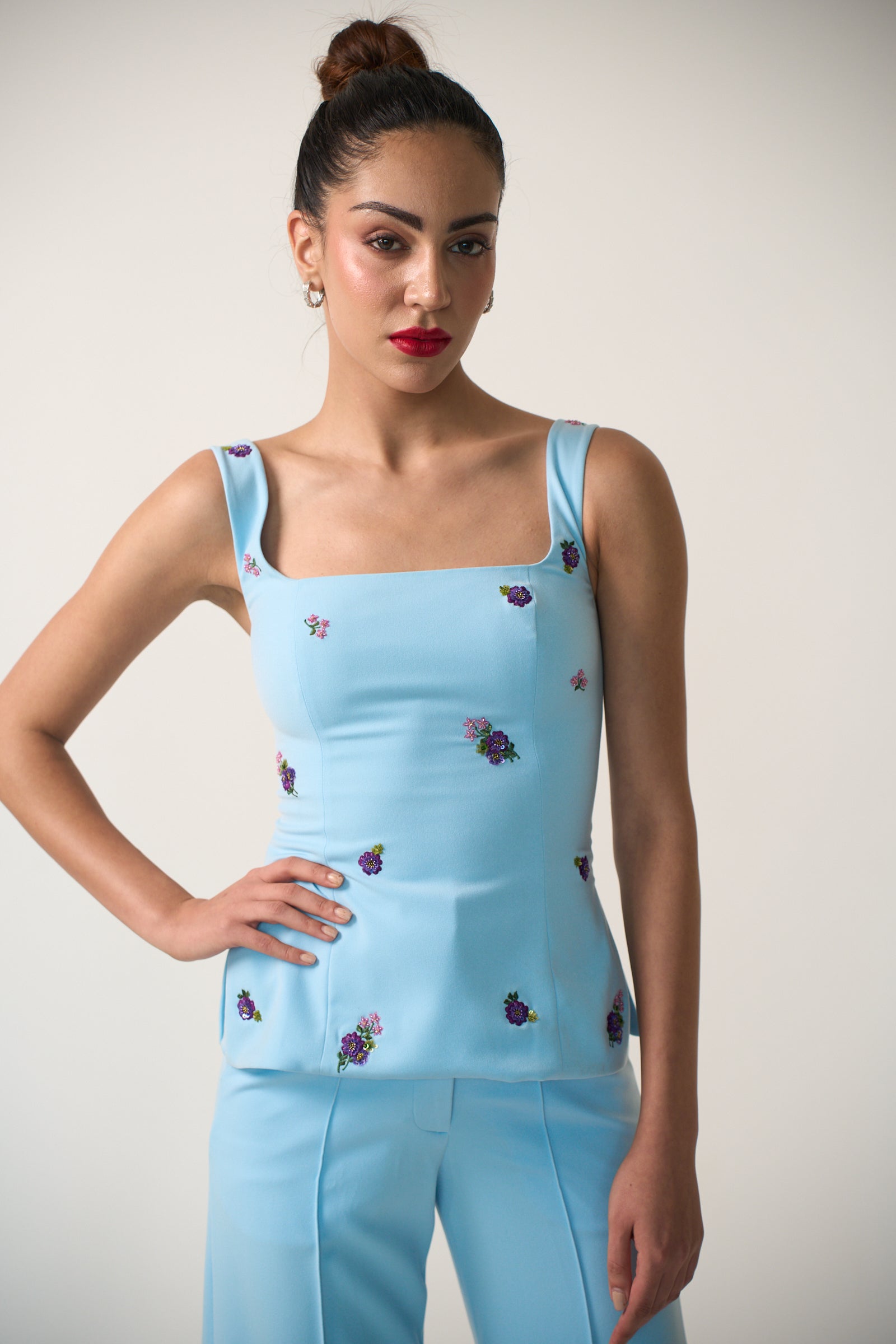 Camelia Bustier with Straps in Azure