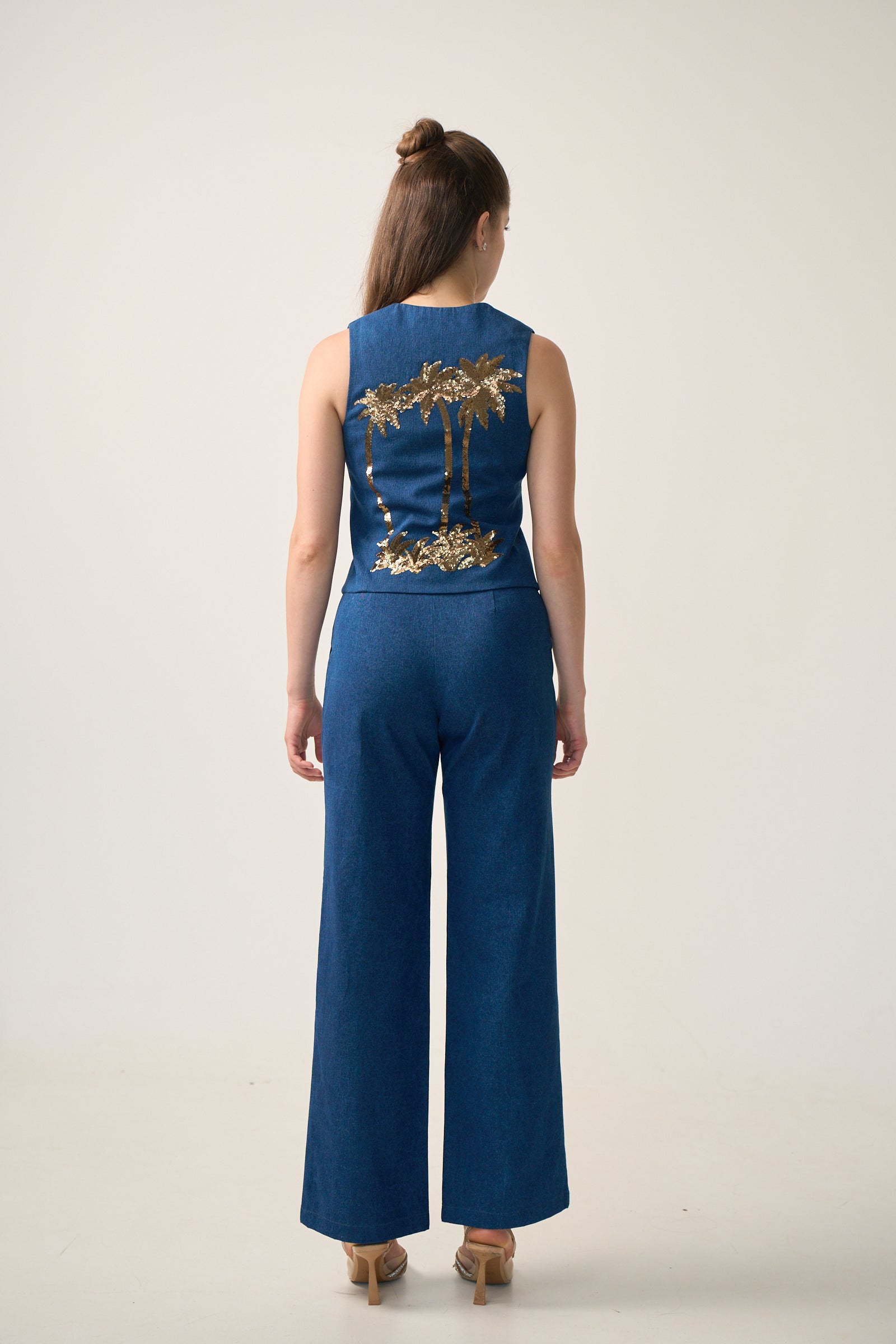 Bombay Denim Vest in Indigo & Vintage Gold