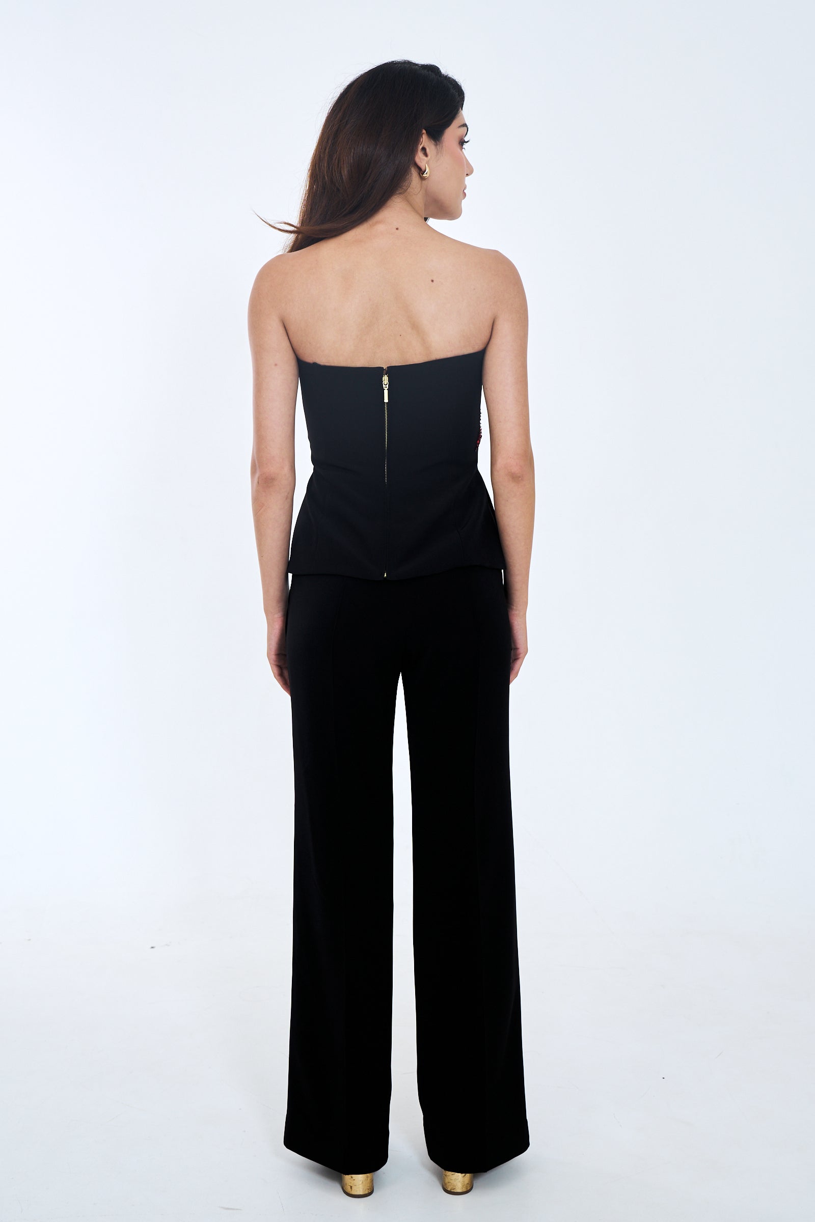 Kylie Waist Cincher Bustier in Burgundy & Black