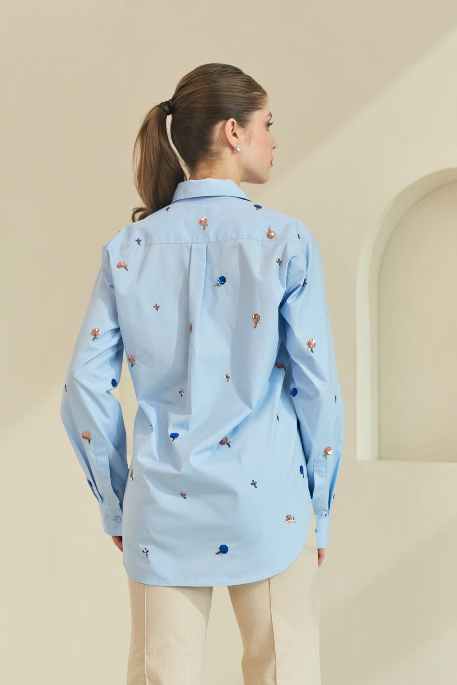 Daisy Poplin Shirt in Sky Blue