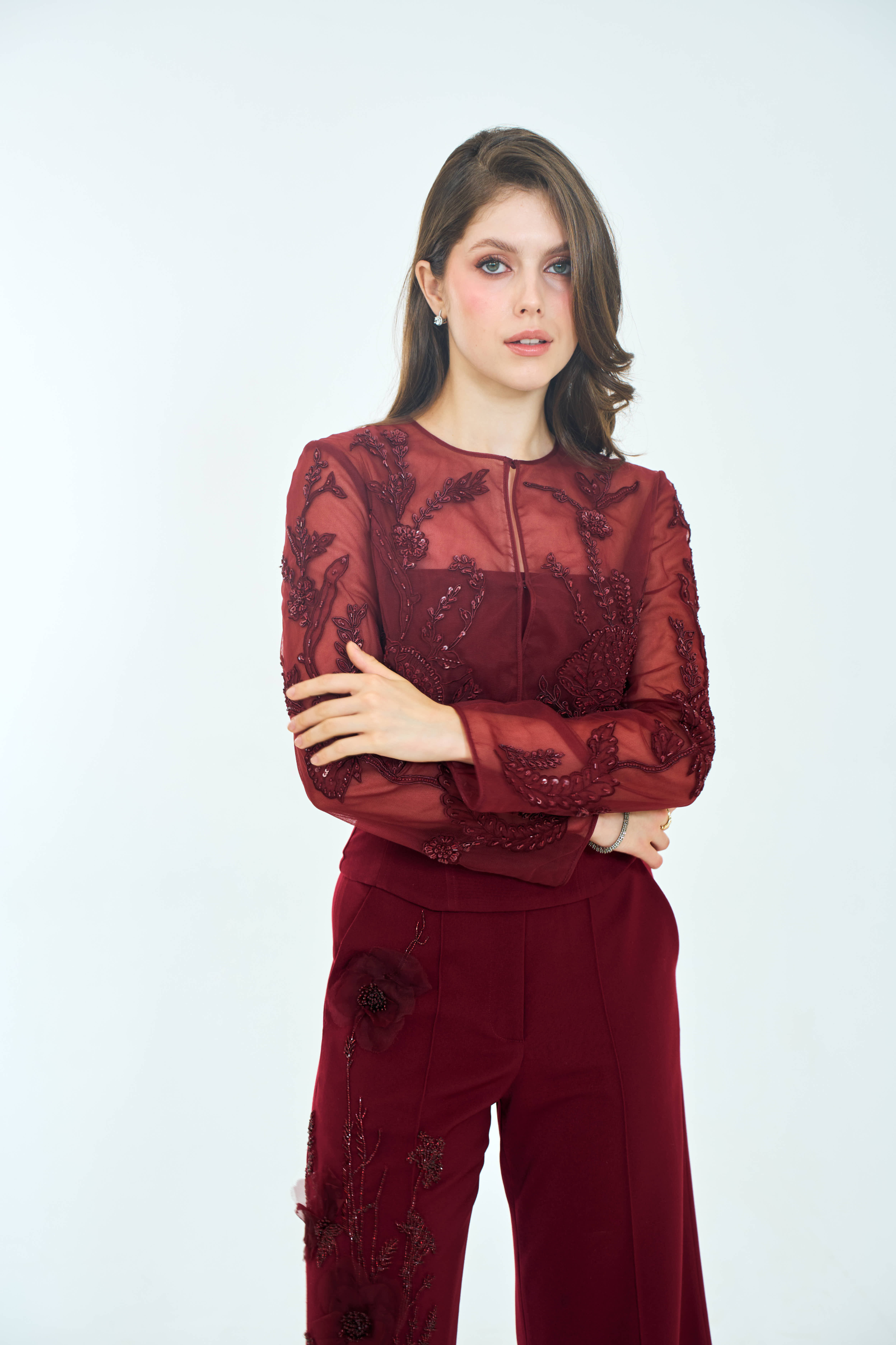 Organza Jacket in Burgundy