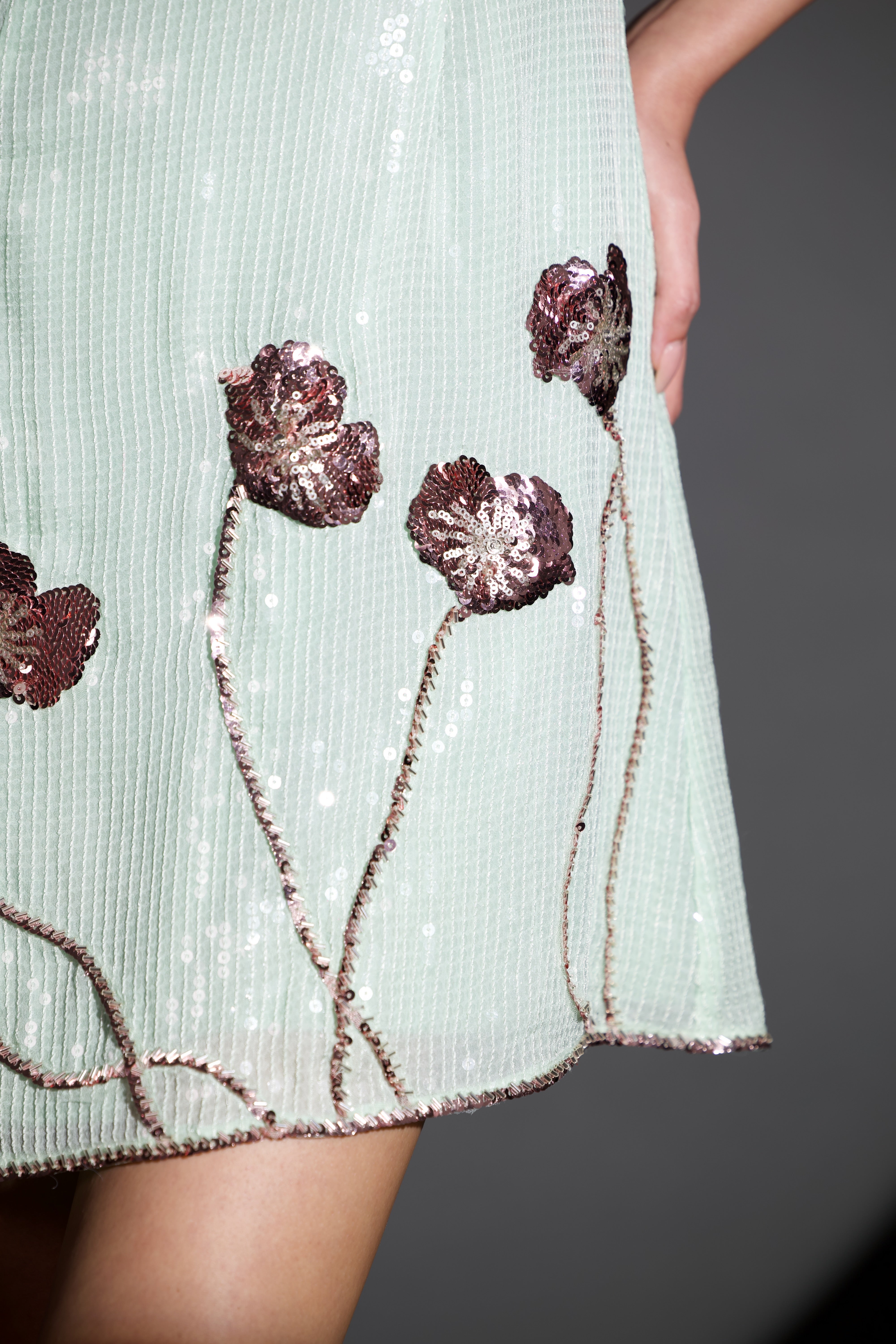 Sequined Peonies Mini Dress