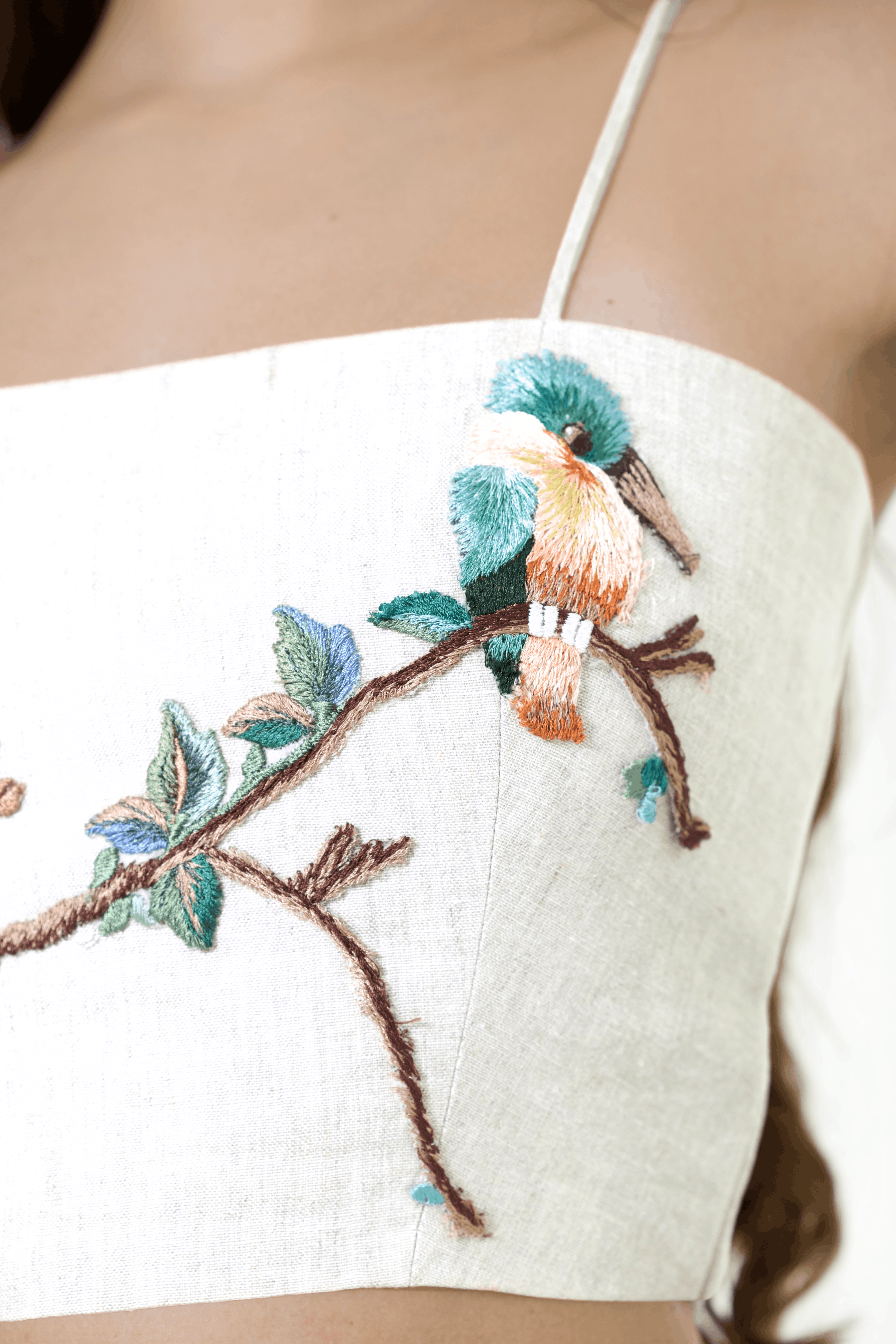 Gardenia Linen Bralette in White