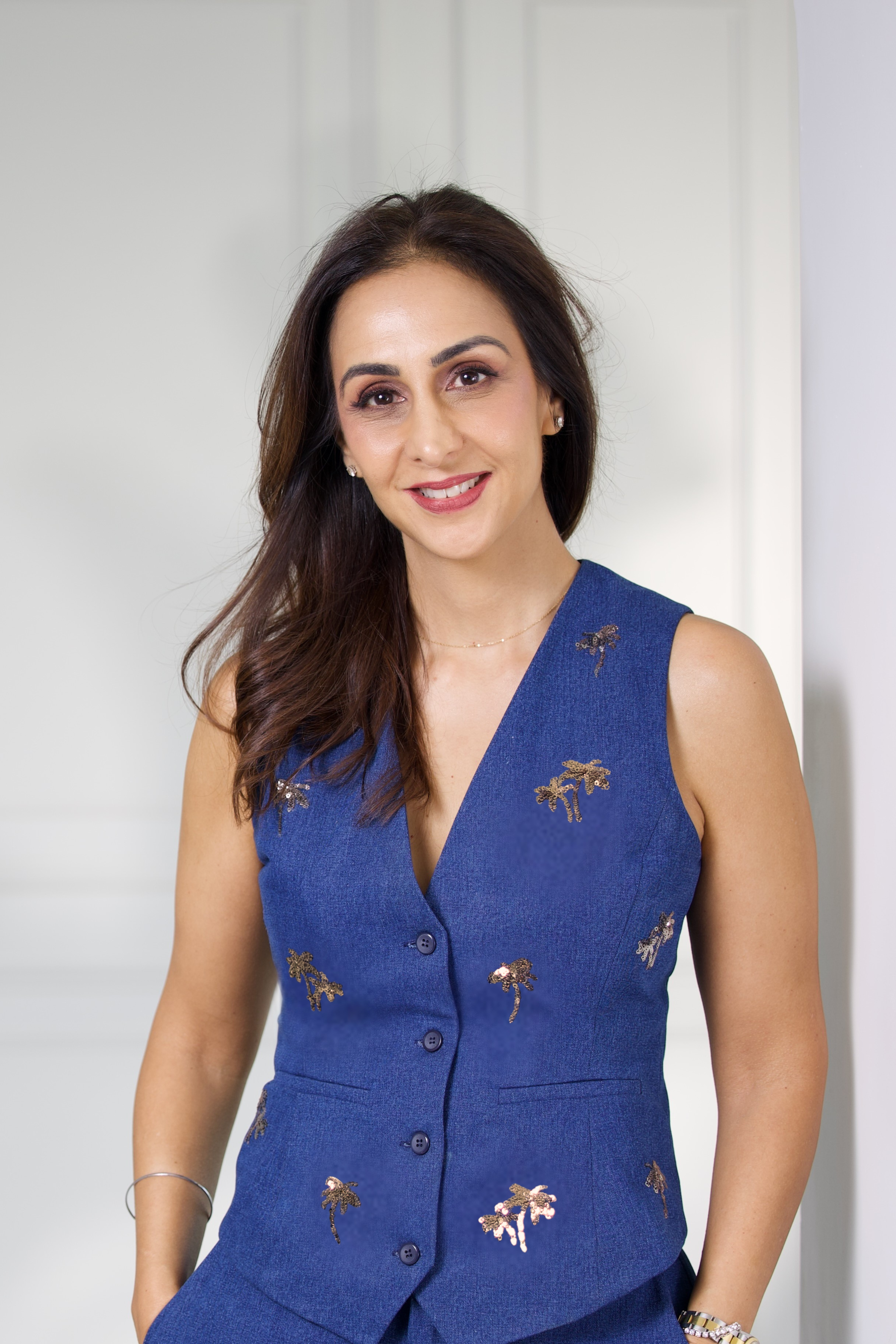 Bombay Denim Vest in Indigo & Vintage Gold