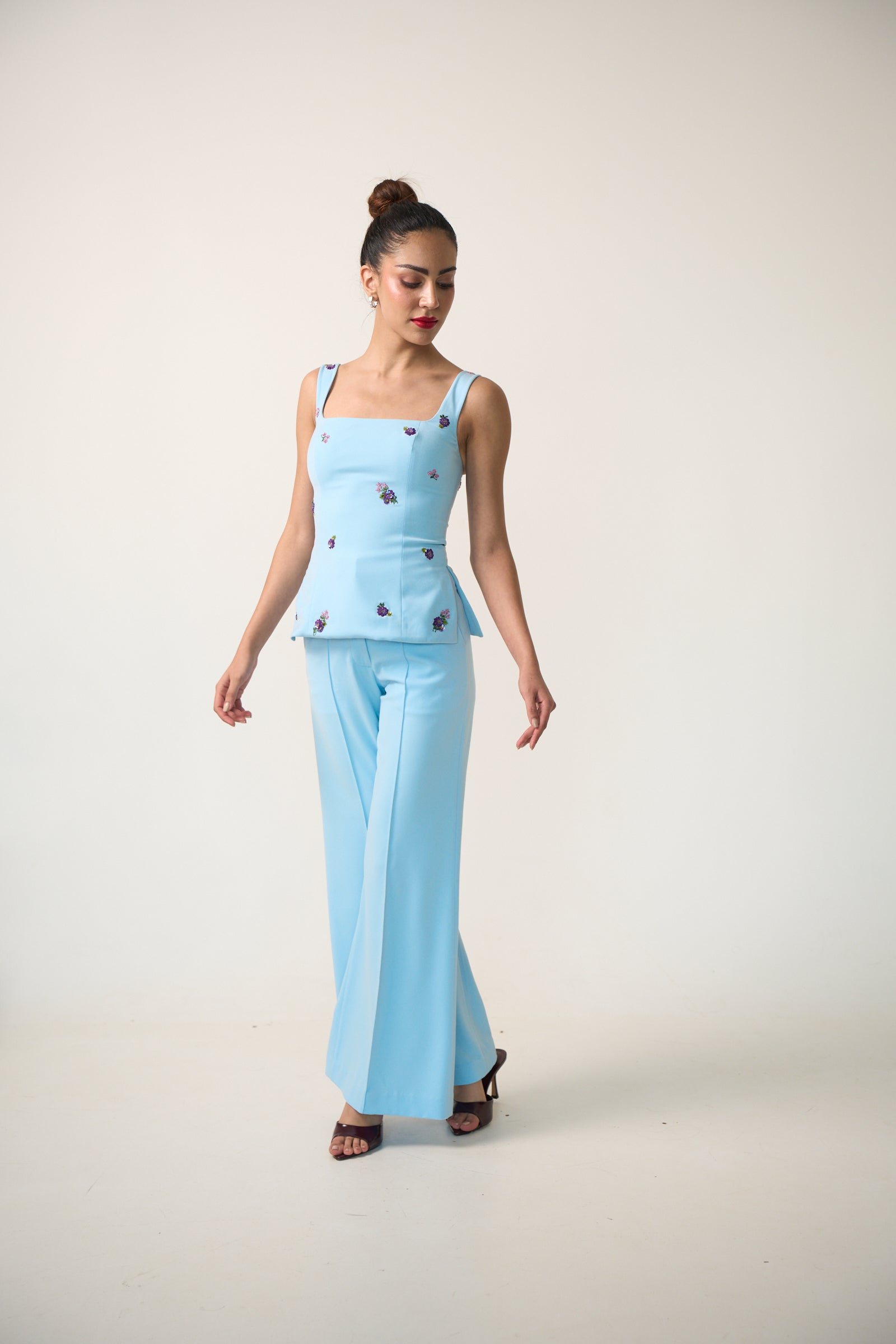 Camelia Bustier with Straps in Azure