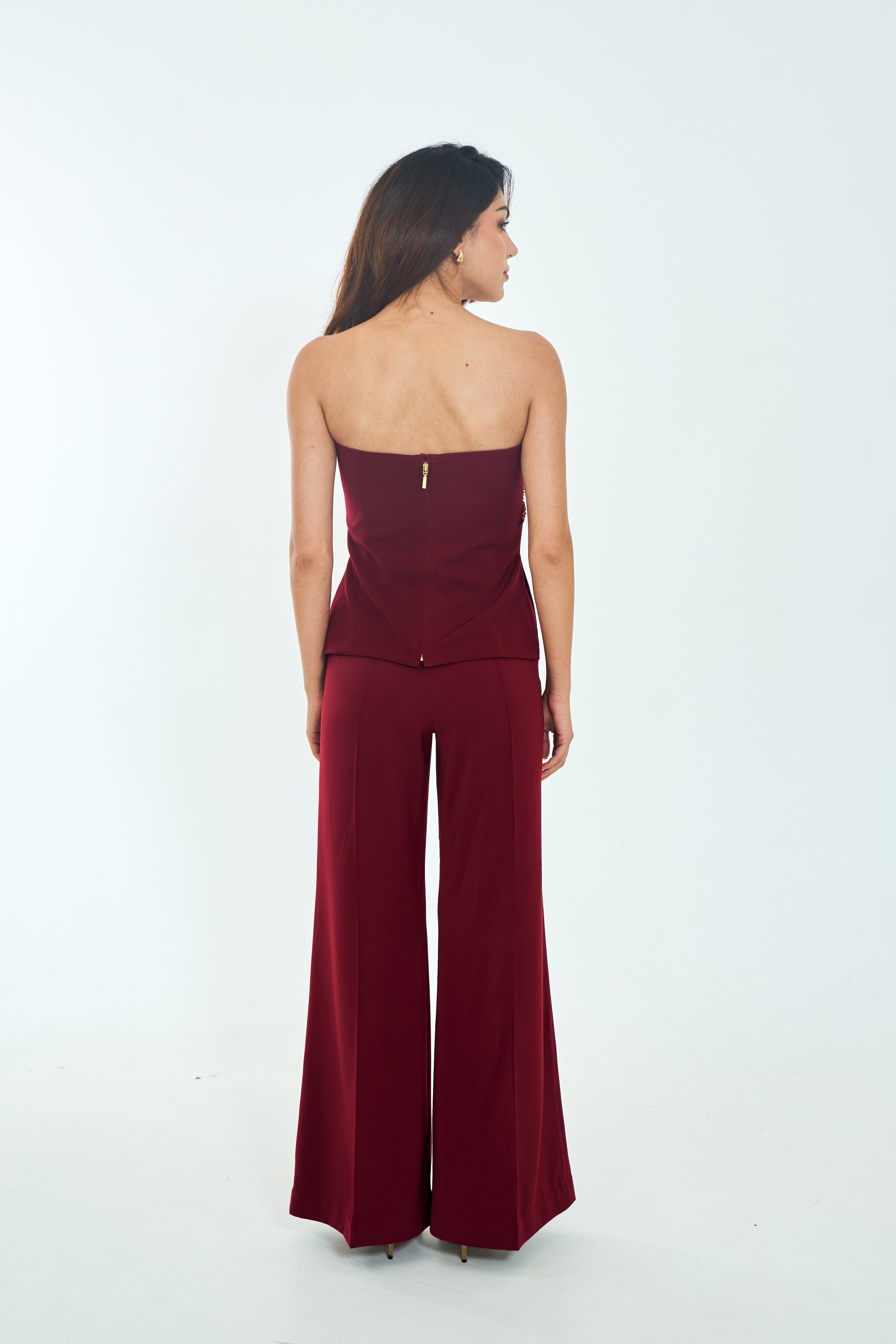 Kylie Waist Cincher Bustier in Burgundy