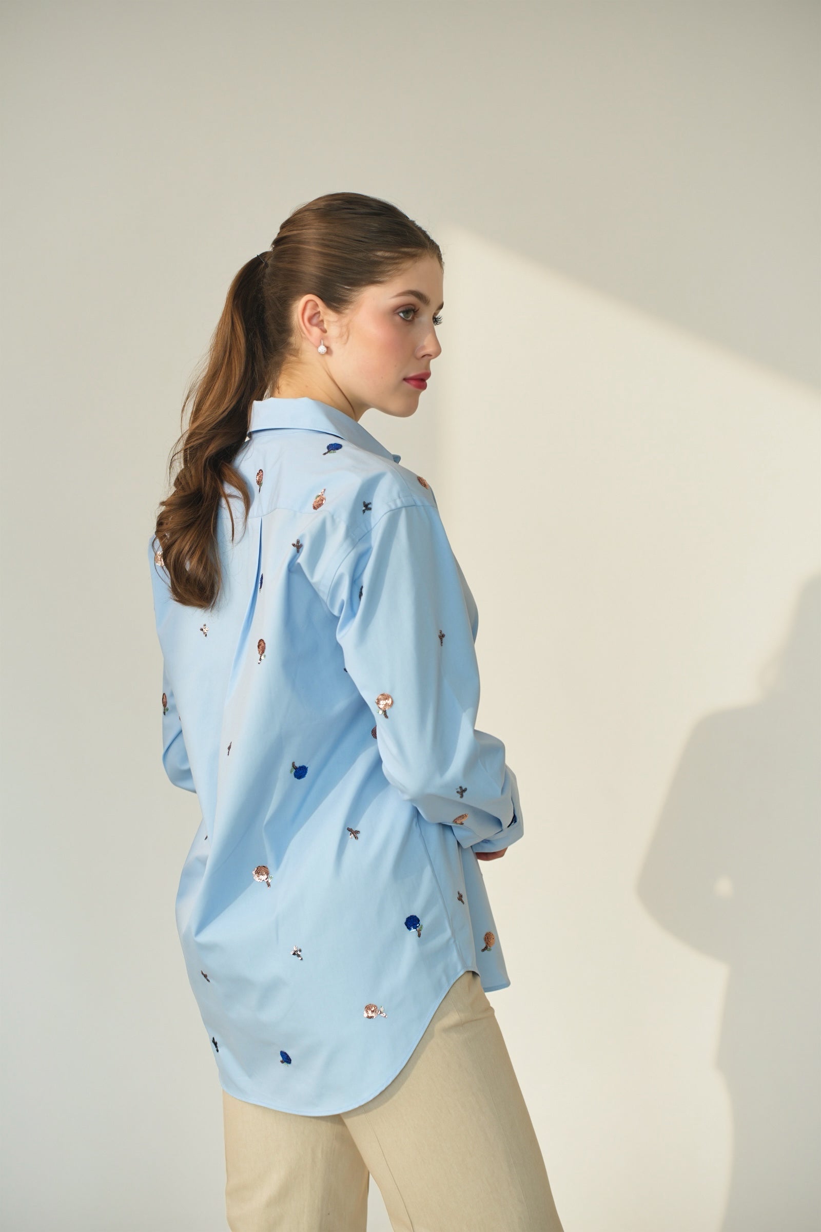 Daisy Poplin Shirt in Sky Blue