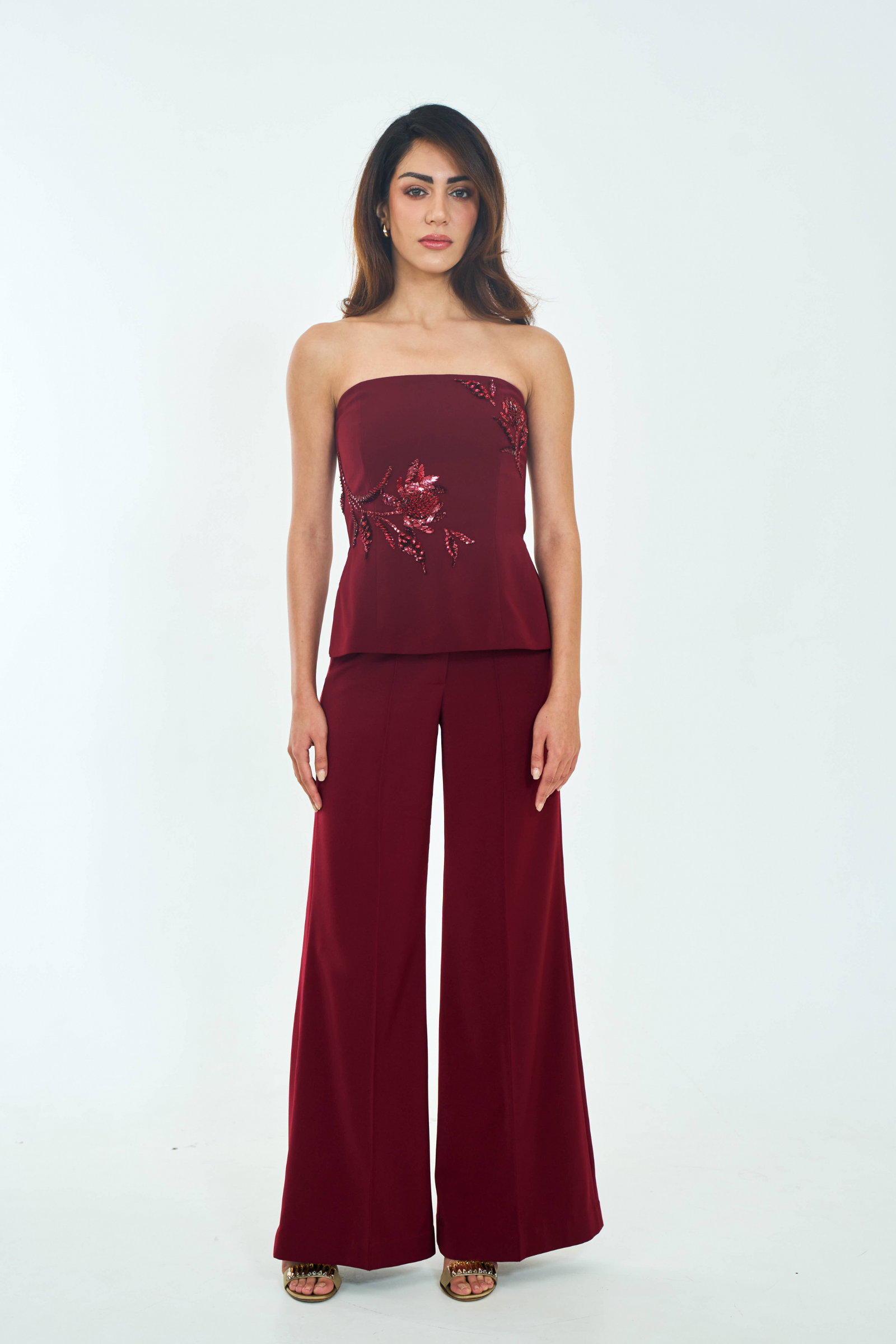Kylie Waist Cincher Bustier in Burgundy