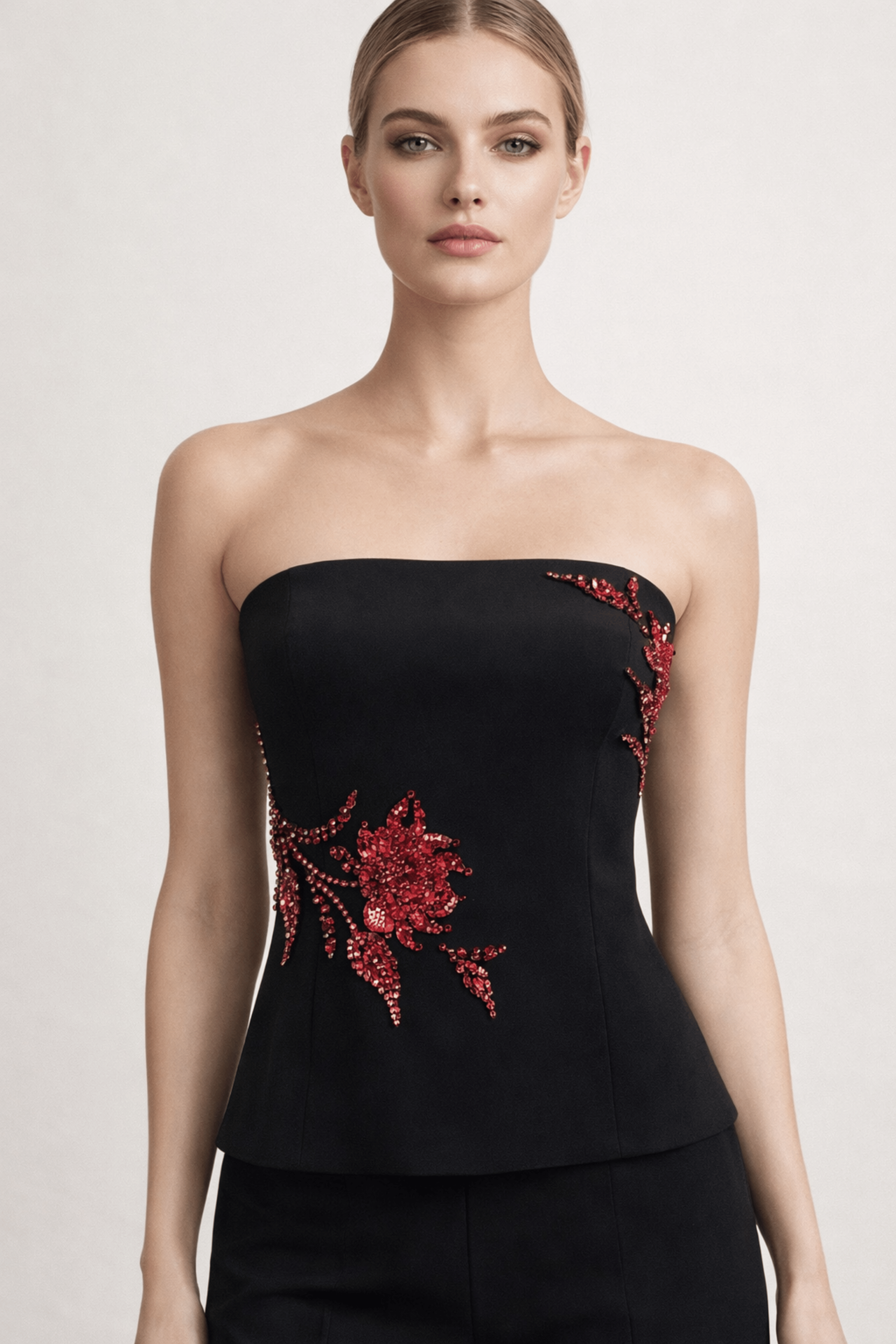 Kylie Waist Cincher Bustier in Burgundy & Black