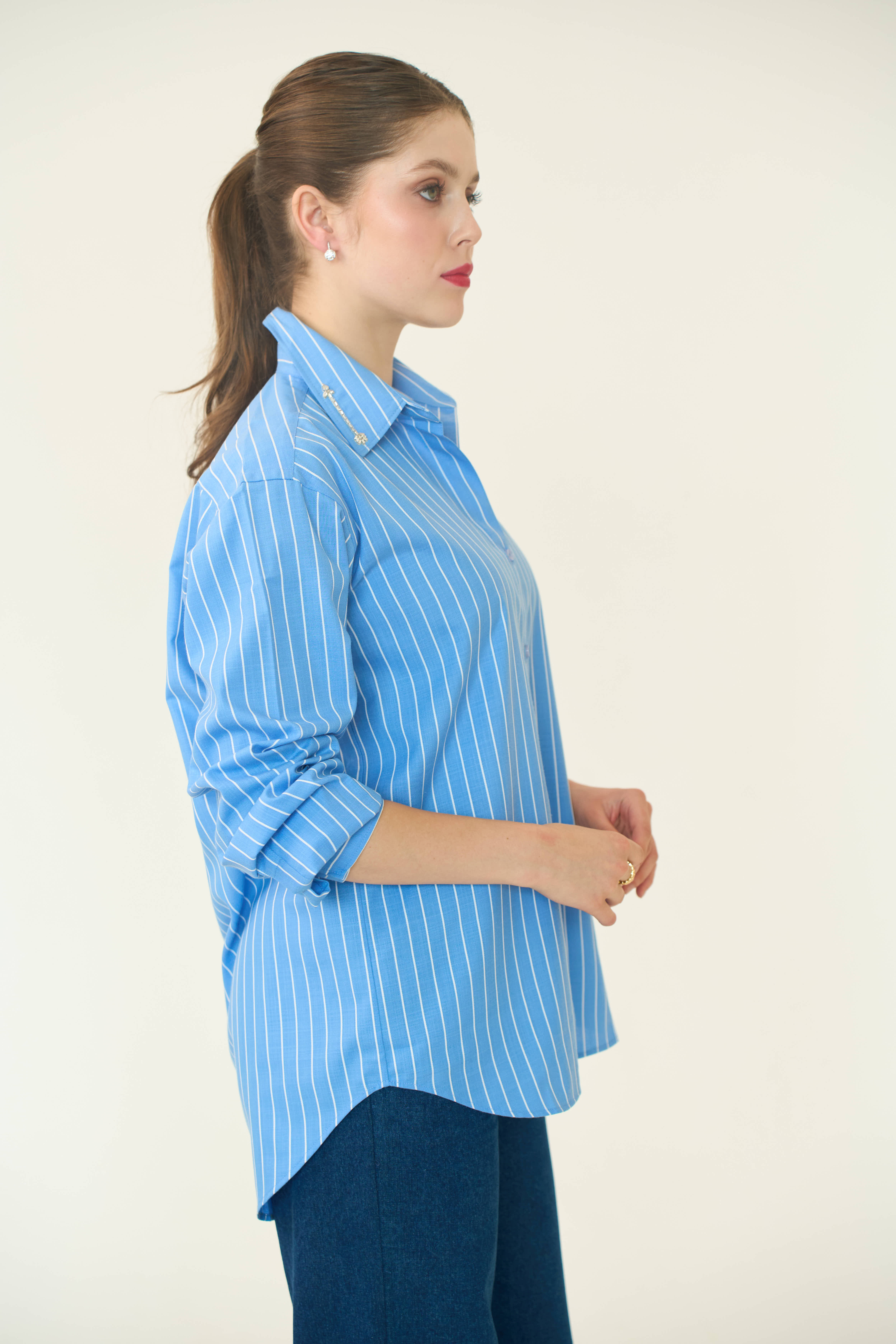 Striped Crystal Heart Shirt
