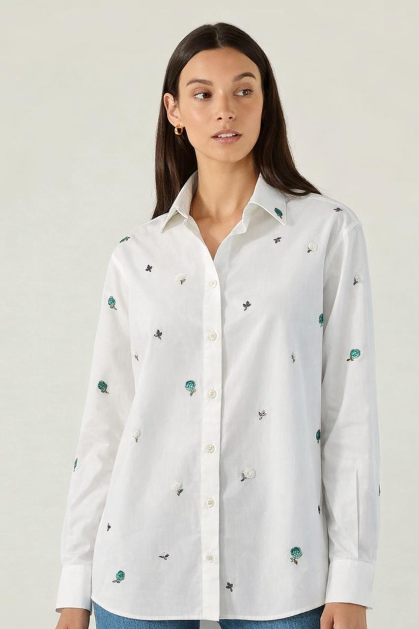 Daisy Poplin Shirt in White